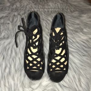 Marc Fisher black lace up heels